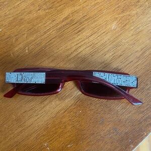 Y2K Christian Dior Sunstrass 2 Red square Sunglasses with Rhinestone Detail